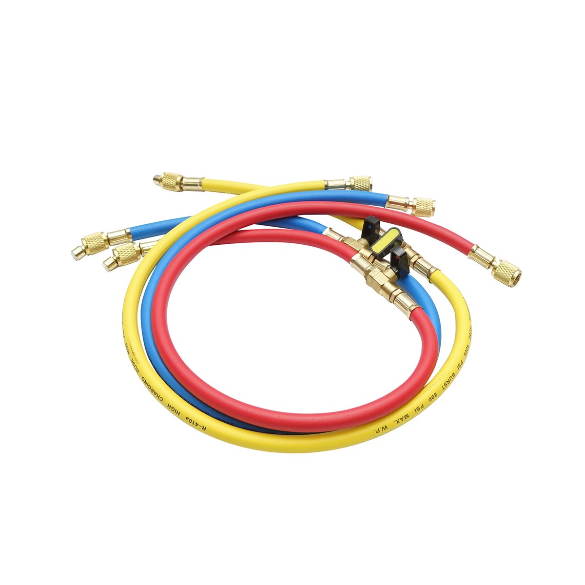 Set furtun cu robinet 90 cm 3 culori pentru incarcare freon R-410a